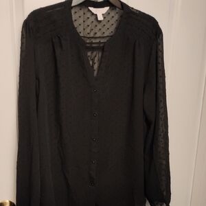 LC Lauren Conrad Black Sheer Blouse